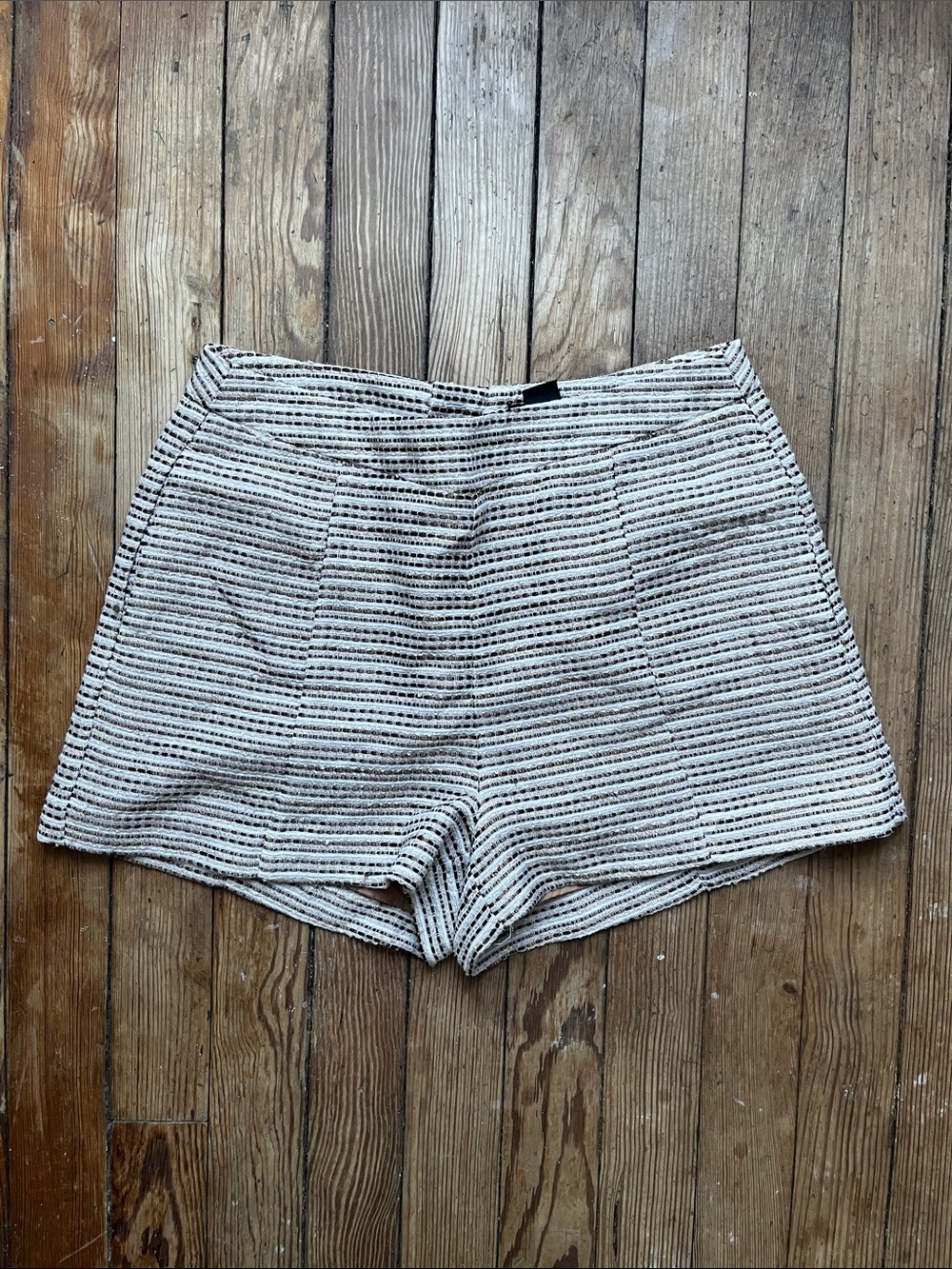 H&M Cream & Black Striped High-Waist Women's Shorts